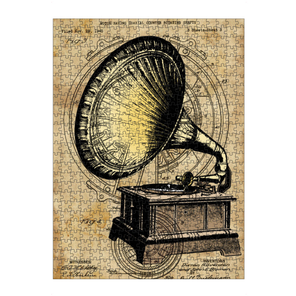 Puzzle Ravensburger "Steampunk Grammophon" artboxONE - Musik - Retro,Grammophon,Patent,Plattenspieler,Steampunk,Vintage,Musik - Bild retro