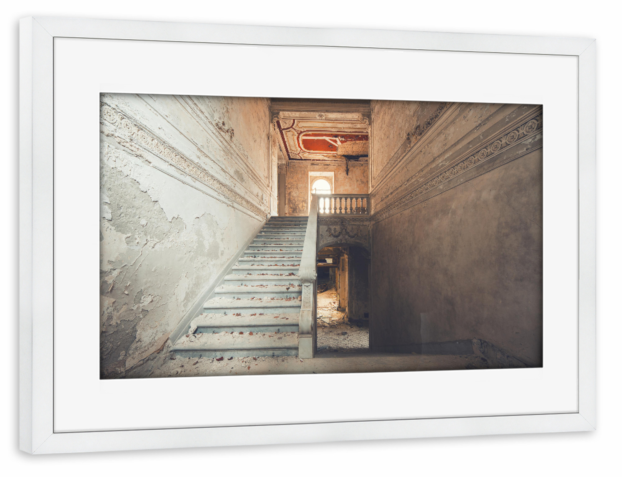 Poster mit Rahmen weiß "Sunrise Decay" artboxONE - Architektur