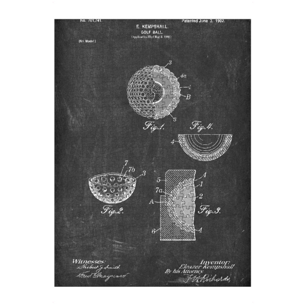 Puzzle Ravensburger "Golfball Entwurf (Tafel)" artboxONE - Schwarzweiß,Sport - Golfschläger,Patent,Golf,Vintage,Sport,Retro,Blaupause,Golfer