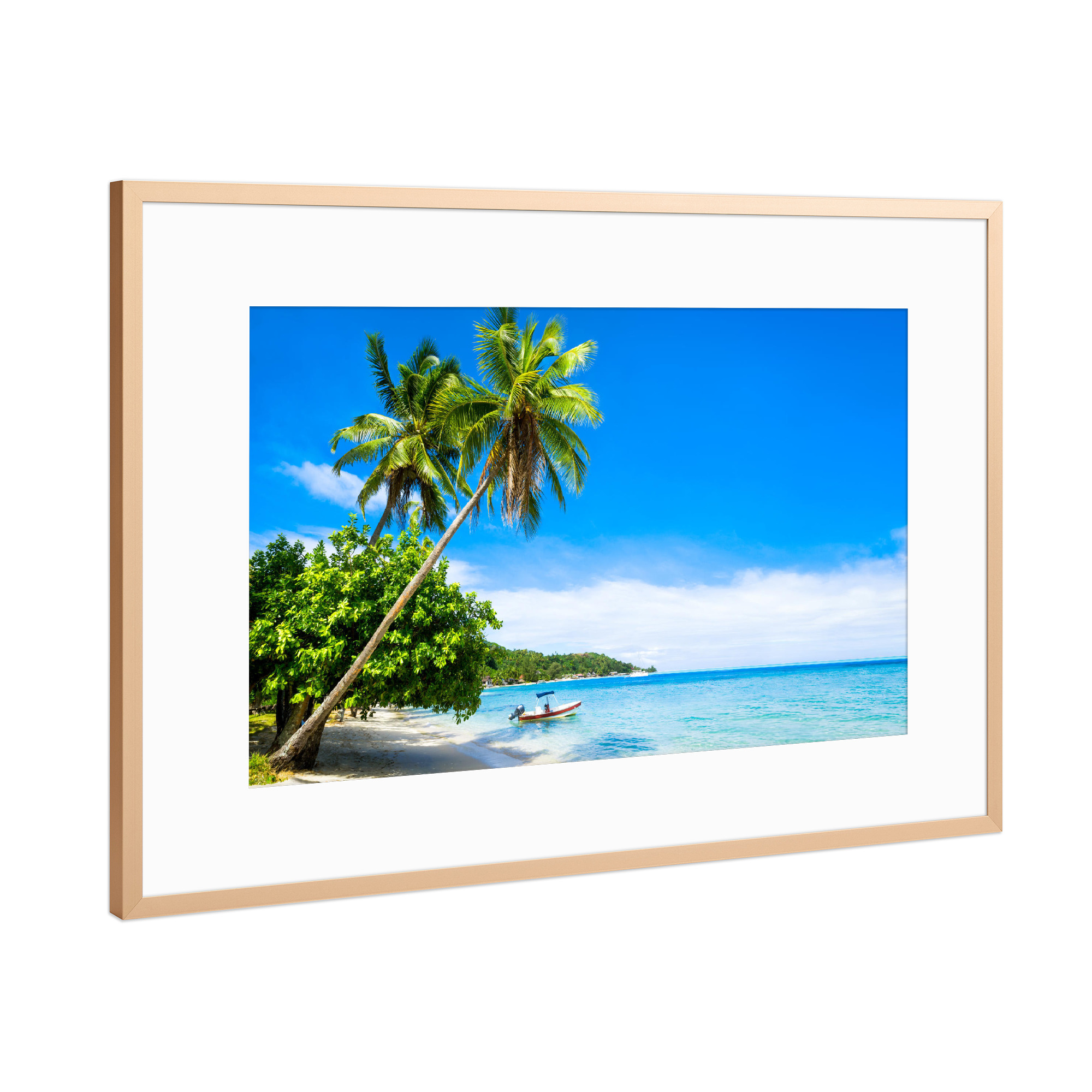 Poster mit Rahmen Kupfer "Strand und Meer auf Bora Bora" artboxONE - Reise,Reise / Strand und Meer