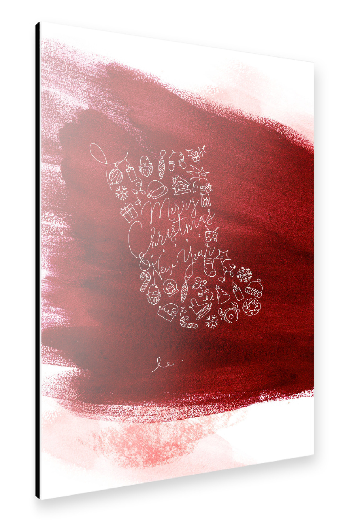 Alu-Dibond "Pen line christmas toy socks red" 30x20 cm artboxONE