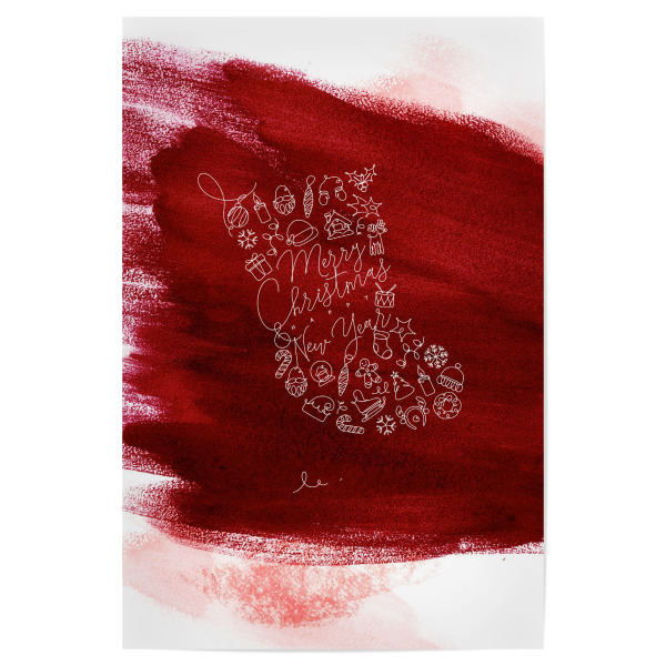 Poster "Pen line christmas toy socks red" artboxONE - Weihnachten