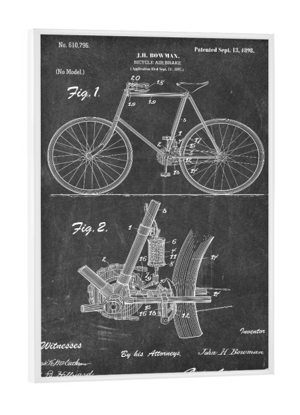 Poster mit weißem Rahmen "Vintage Fahrrad VII (Tafel)" artboxONE - Schwarzweiß,Sport