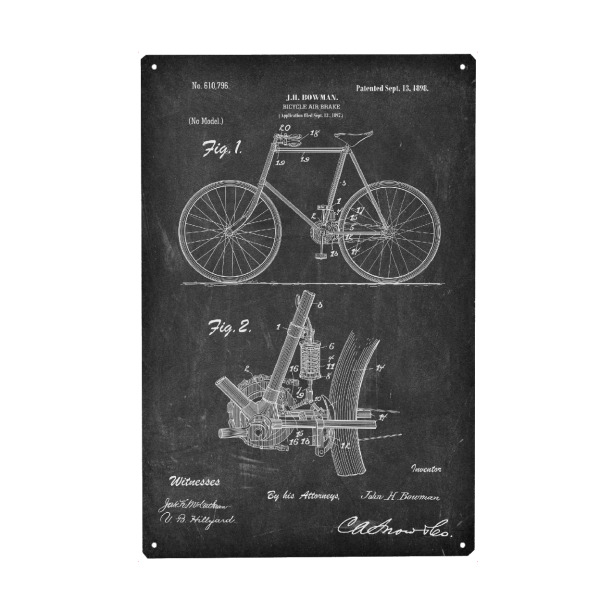 Metall Poster "Vintage Fahrrad VII (Tafel)" artboxONE - Schwarzweiß,Sport