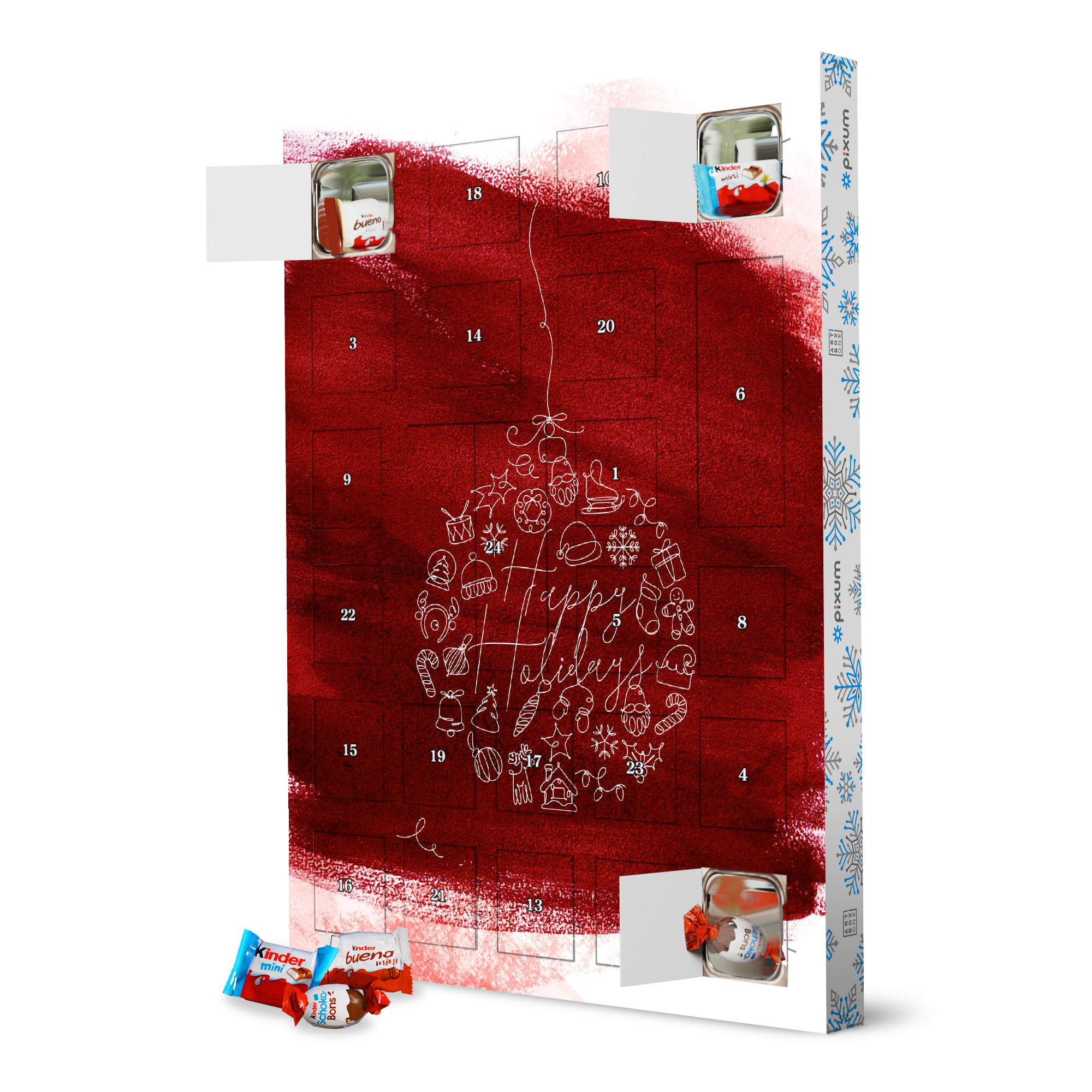 Adventskalender XXL mit Produkten von Kinder Christmas tree ball toy red artboxONE Adventskalender Weihnachten