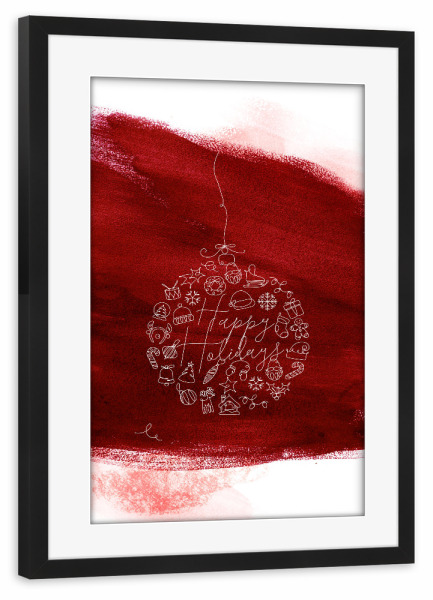 Poster mit Rahmen schwarz "Christmas tree ball toy red" artboxONE - Weihnachten