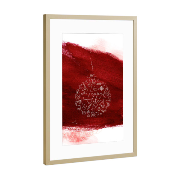 Poster mit Rahmen Gold "Christmas tree ball toy red" artboxONE - Weihnachten