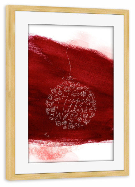 Poster mit Rahmen kiefer "Christmas tree ball toy red" artboxONE - Weihnachten