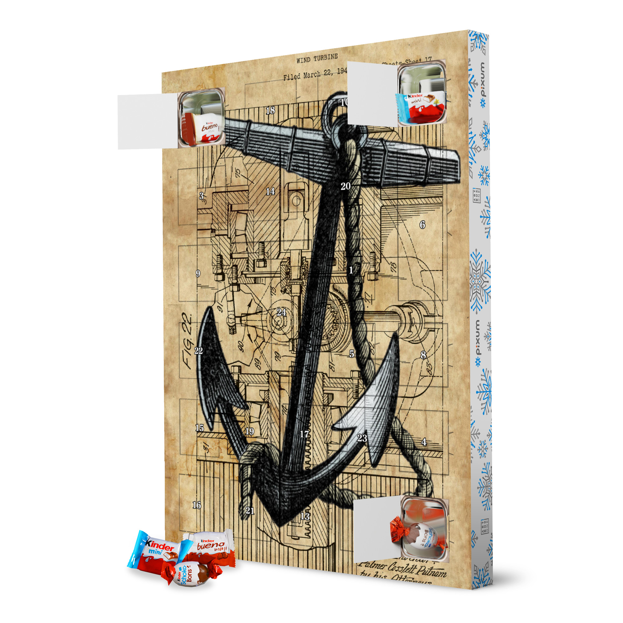 Adventskalender XXL mit Produkten von Kinder Steampunk Anker artboxONE Adventskalender Reise