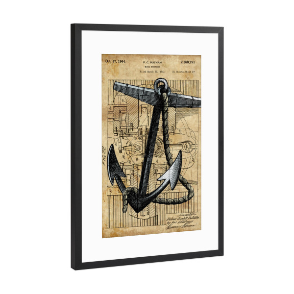 Poster mit Rahmen Schwarz (Metallic) "Steampunk Anker" artboxONE - Reise,Reise / Strand und Meer