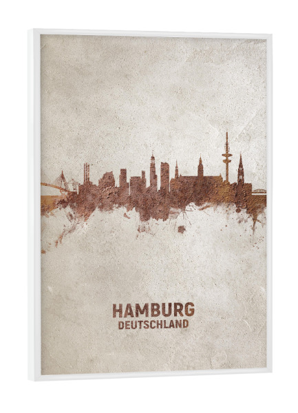 Poster mit weißem Rahmen "Hamburg Germany Rusty Skyline" artboxONE - Städte / Hamburg - Hamburg,Hamburg skyline,Rust