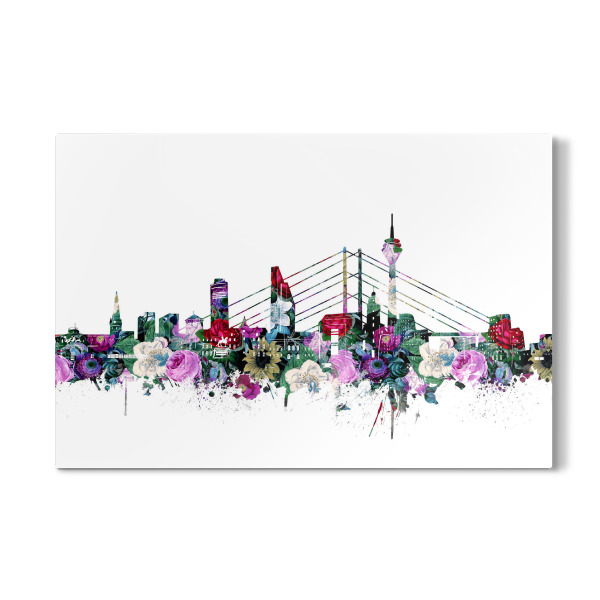 Galerie-Print "Dusseldorf city skyline floral" 30x20 cm artboxONE
