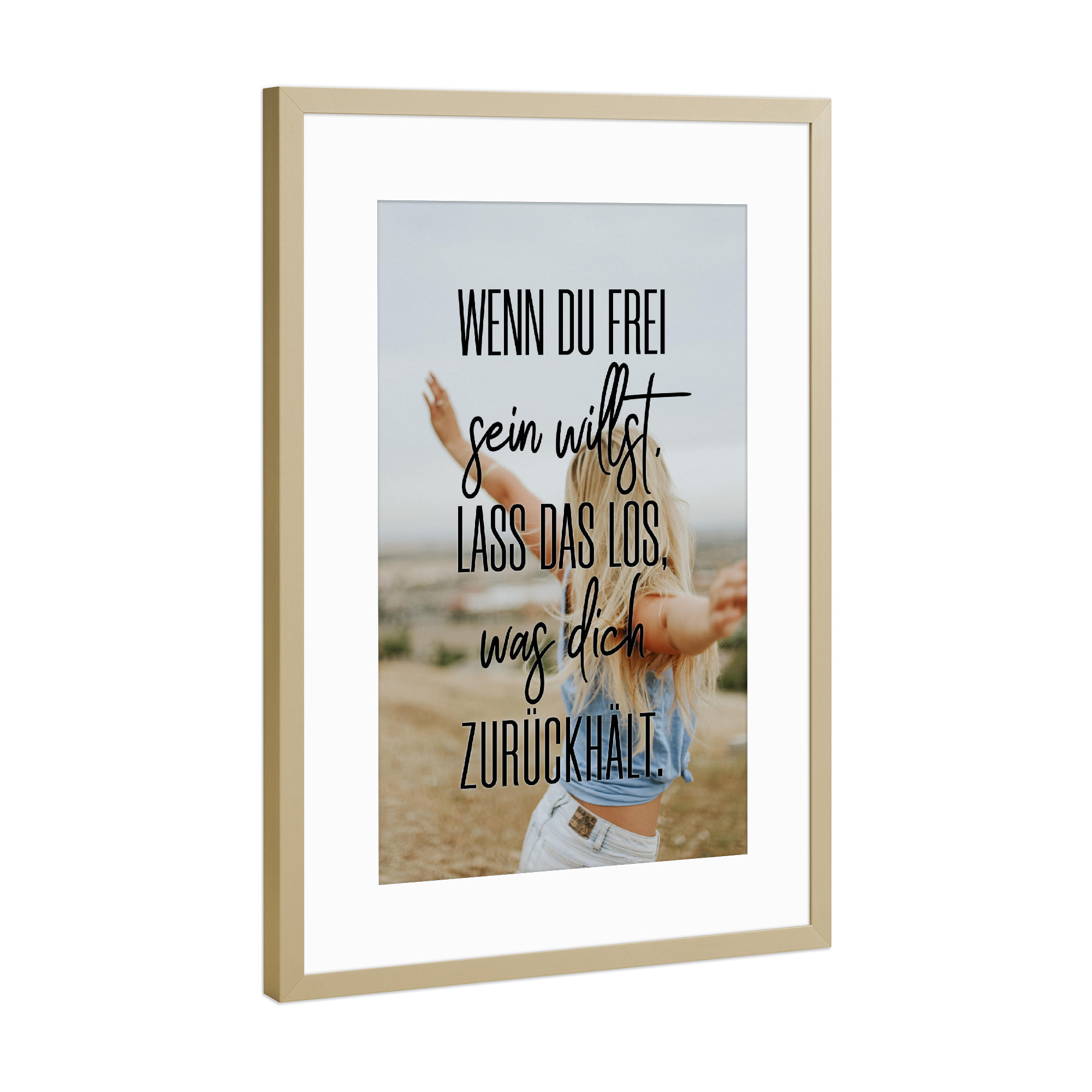 Poster mit Rahmen Gold "Wenn du" artboxONE - Typografie,Menschen