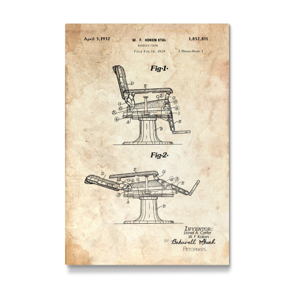 Galerie-Print "Friseurstuhl Entwurf (Antik)" 30x20 cm artboxONE