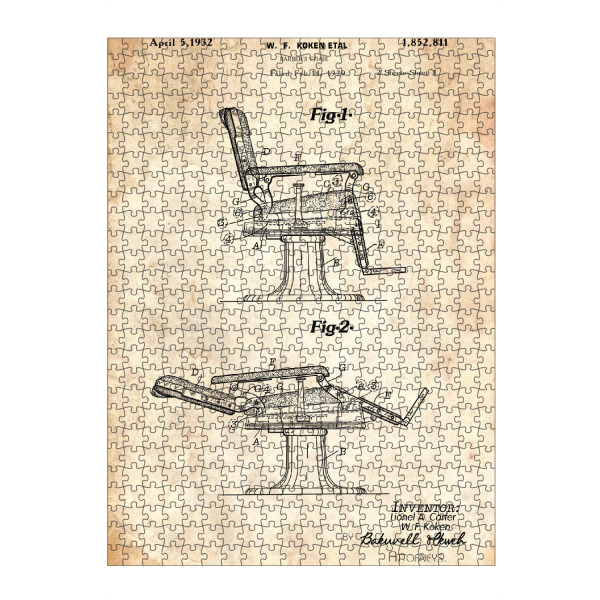 Puzzle Ravensburger "Friseurstuhl Entwurf (Antik)" artboxONE - Fashion,Streetart