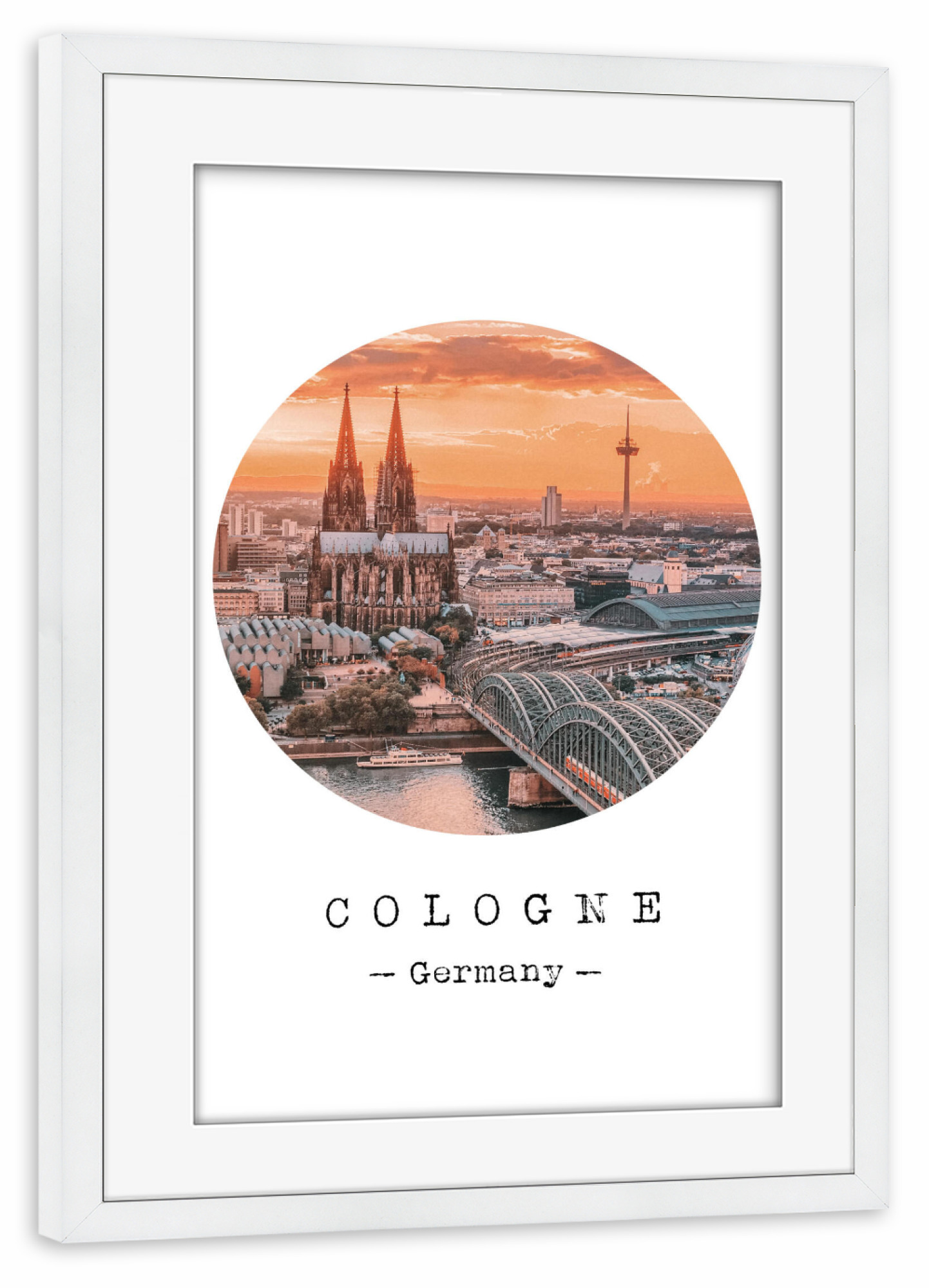 Poster mit Rahmen weiß "Lively Cologne" artboxONE - Städte / Köln