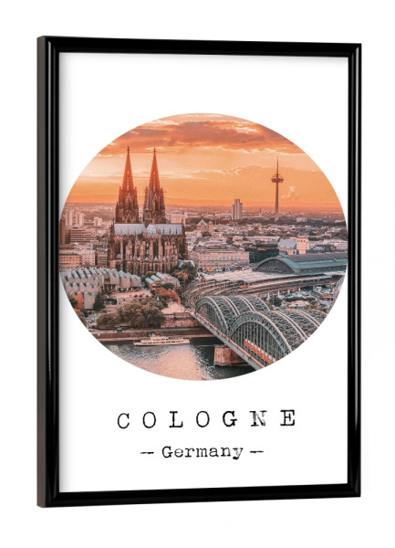 Poster mit schwarzem Rahmen "Lively Cologne" artboxONE - Städte / Köln