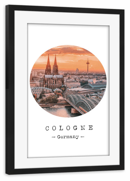 Poster mit Rahmen schwarz "Lively Cologne" artboxONE - Städte / Köln