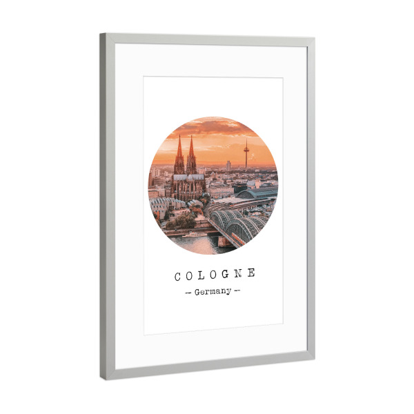 Poster mit Rahmen Silber "Lively Cologne" artboxONE - Städte / Köln