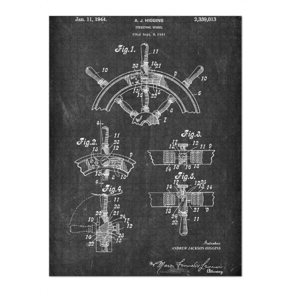 Puzzle Ravensburger "Steuerrad Patent (Tafel)" artboxONE - Reise,Schwarzweiß,Reise / Strand und Meer