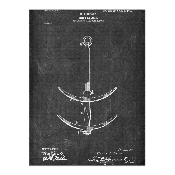 Puzzle Ravensburger "Anker Blaupause (Tafel)" artboxONE - Reise,Schwarzweiß,Reise / Strand und Meer