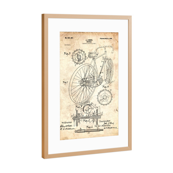 Poster mit Rahmen Kupfer "Vintage Fahrrad II (Antik)" artboxONE - Reise,Sport