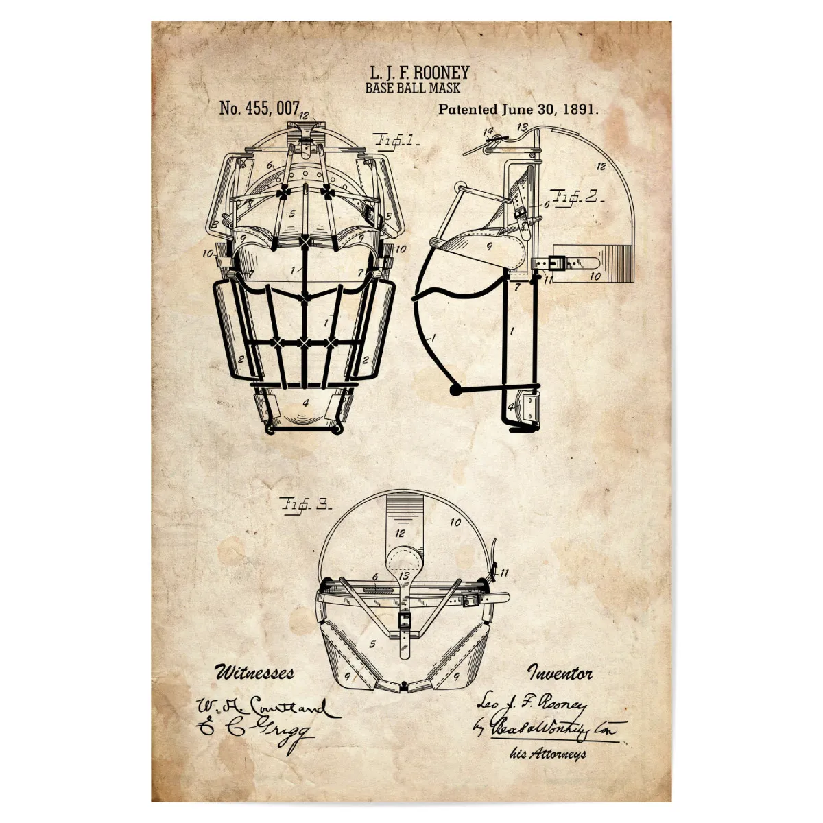 Patent for catchers mask, 1891. - Baseball In Pics