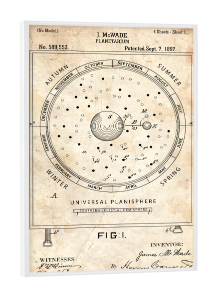 Poster mit weißem Rahmen "Astronomie: Planetarium II (Antik)" artboxONE - Galaxy
