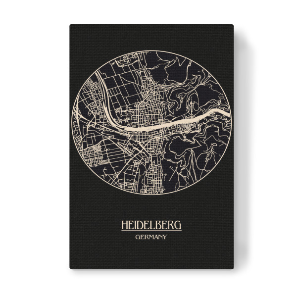 Leinwandbild "Retro Map Heidelberg Round" artboxONE - Städte,Städte / Weitere,Kartografie - Retro,Map,Heidelberg,Germany