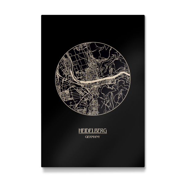 Galerie-Print "Retro Map Heidelberg Round" 30x20 cm artboxONE