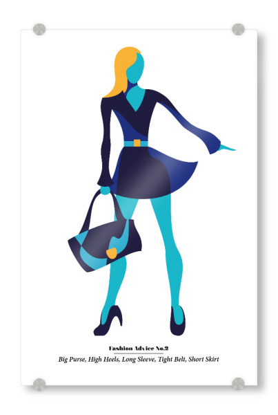 Acrylglasbild "Fashion Advice" artboxONE - Typografie,Fashion - Fashion,Style,Trend,Dress,Shopping,Purse,Bag,Belt,Look,Model,Woman