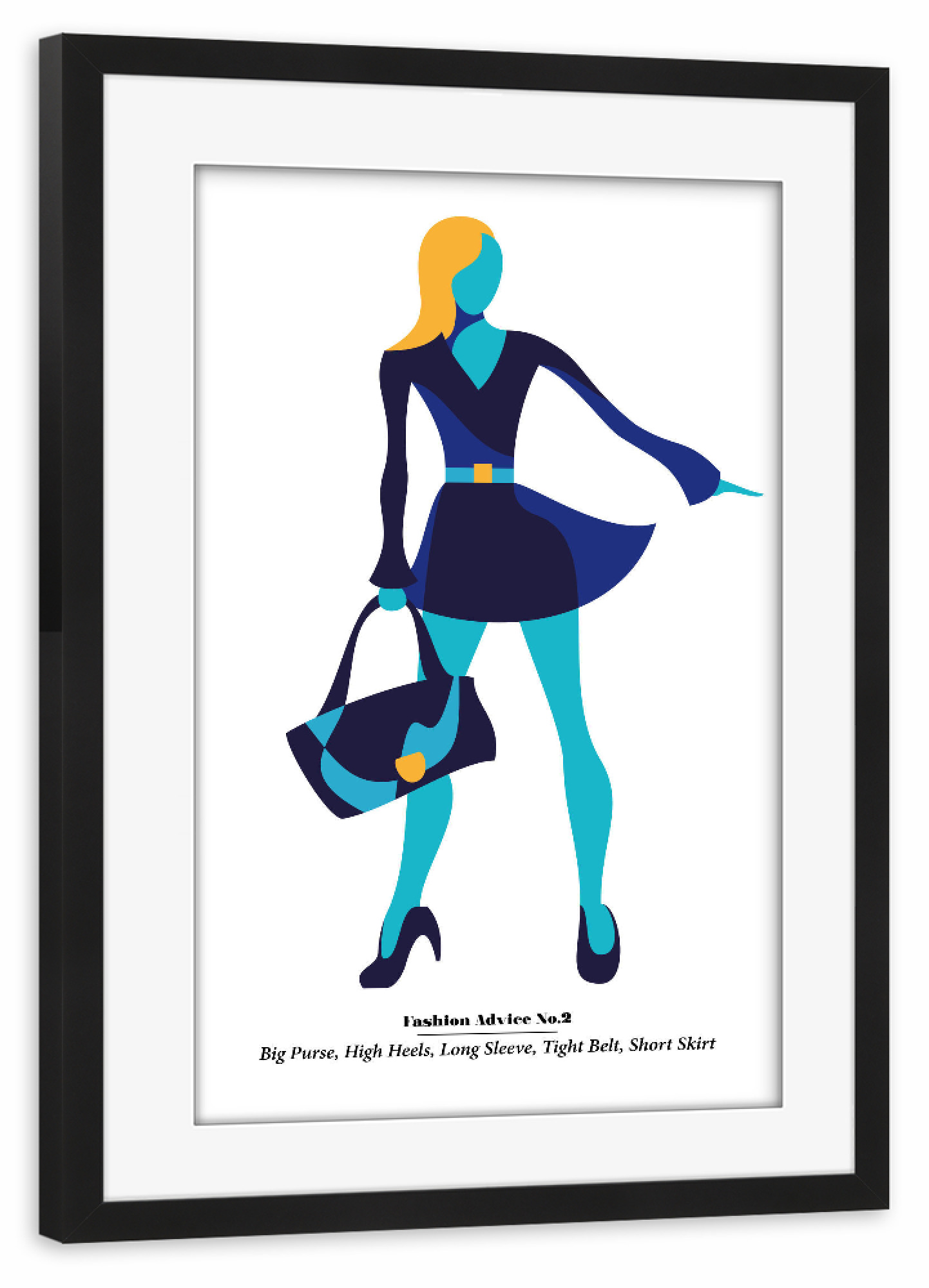 Poster mit Rahmen schwarz "Fashion Advice" artboxONE - Typografie,Fashion - Fashion,Style,Trend,Dress,Shopping,Purse,Bag,Belt,Look,Model,Woman