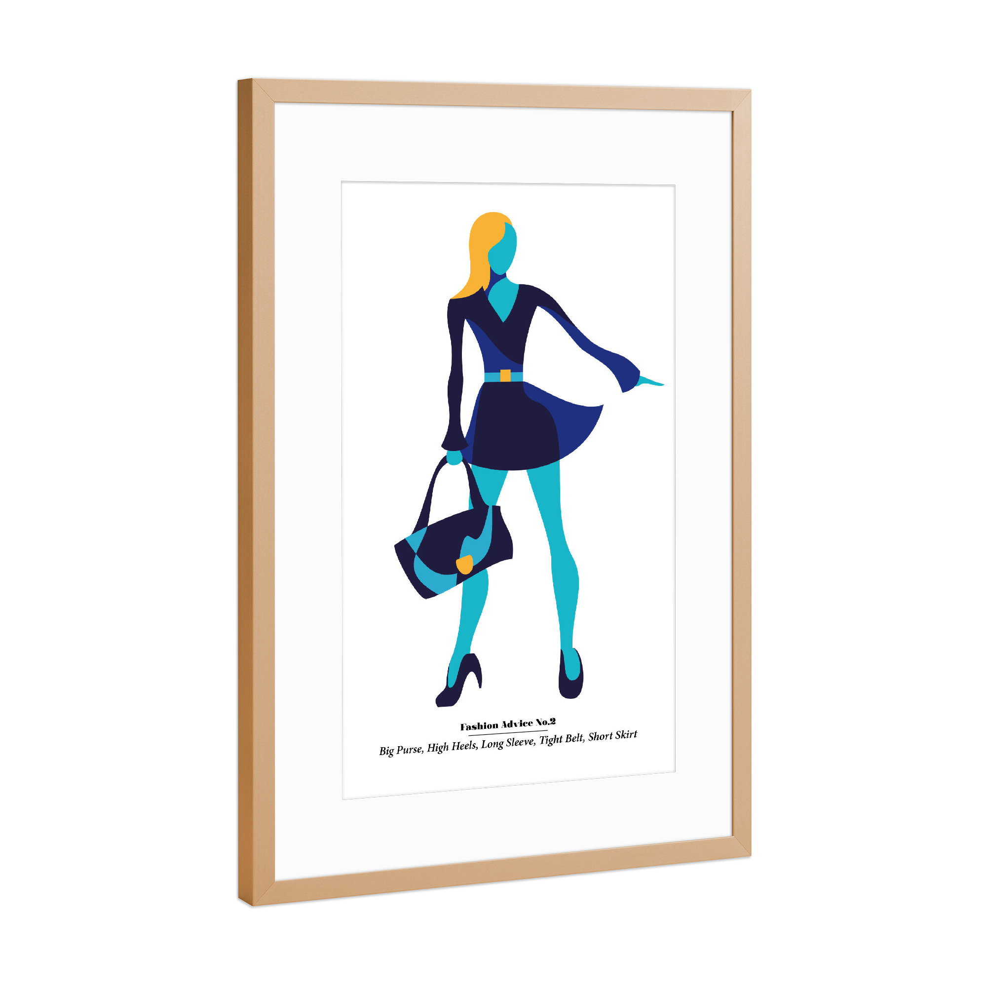 Poster mit Rahmen Kupfer "Fashion Advice" artboxONE - Typografie,Fashion - Fashion,Style,Trend,Dress,Shopping,Purse,Bag,Belt,Look,Model,Woman