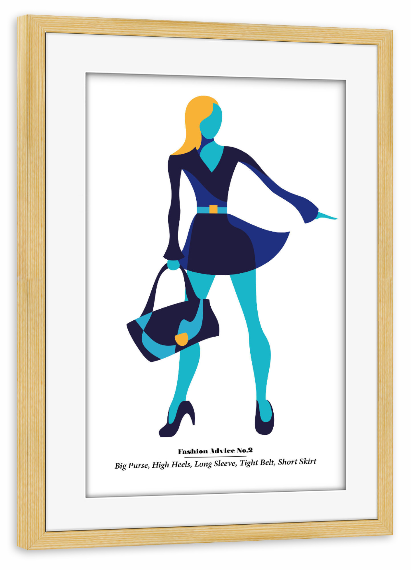 Poster mit Rahmen kiefer "Fashion Advice" artboxONE - Typografie,Fashion - Fashion,Style,Trend,Dress,Shopping,Purse,Bag,Belt,Look,Model,Woman