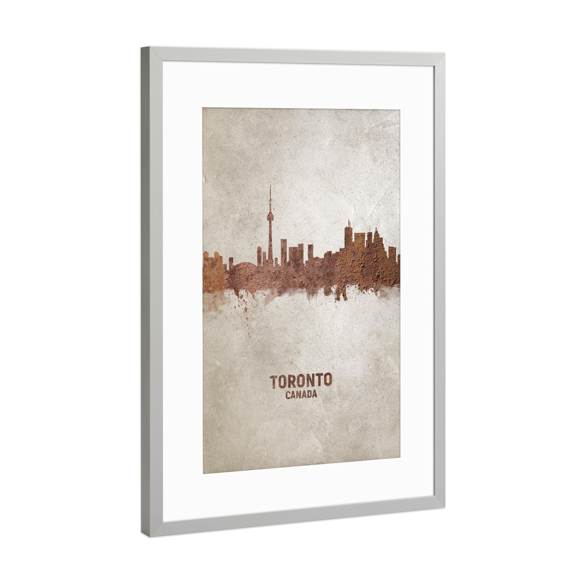 Poster mit Rahmen Silber "Toronto Canada Rusty Skyline" artboxONE - Städte - Toronto,Toronto skyline,Rust