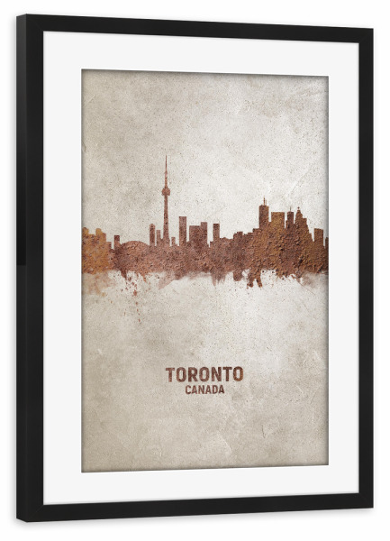 Poster mit Rahmen schwarz "Toronto Canada Rusty Skyline" artboxONE - Städte - Toronto,Toronto skyline,Rust