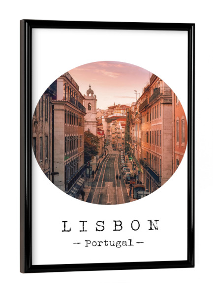 Poster mit schwarzem Rahmen "Enchanting Lisbon" artboxONE - Städte - Europe,Travel,Old-town,Architecture,Street