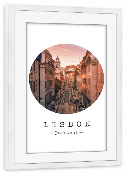 Poster mit Rahmen weiß "Enchanting Lisbon" artboxONE - Städte - Europe,Travel,Old-town,Architecture,Street