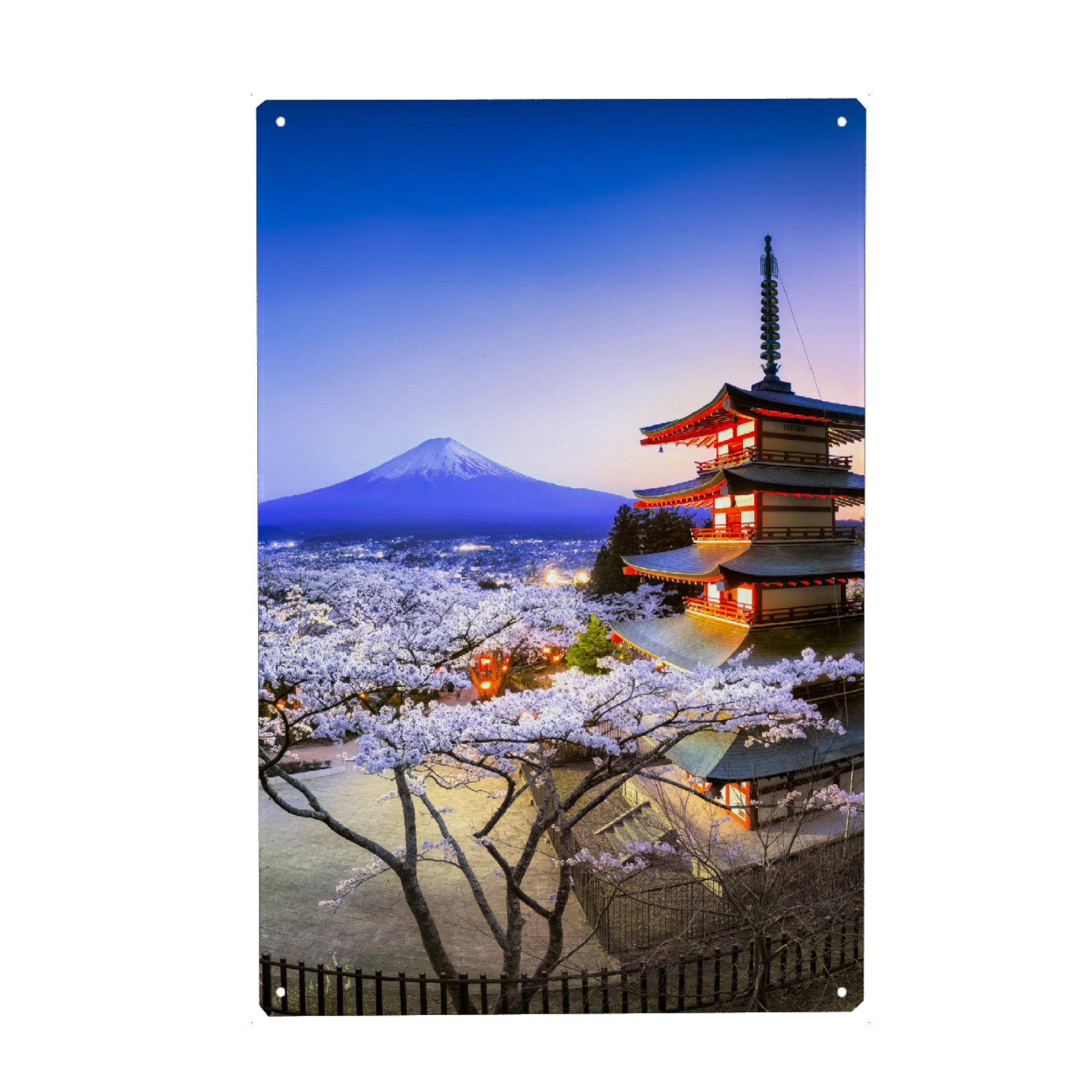 Holzbild "Berg Fuji mit Pagode, Japan" artboxONE - Natur,Reise,Architektur,Reise / Asien