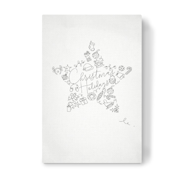 Leinwandbild "Pen line christmas tree toy star" artboxONE - Schwarzweiß,Weihnachten