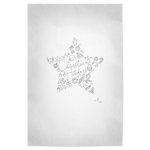 Poster 30x20 cm "Pen line christmas tree toy star" artboxONE - Schwarzweiß,Weihnachten