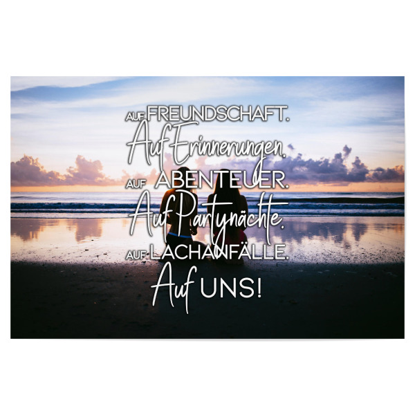 Poster 30x20 cm "Auf Freundschaft" artboxONE - Typografie,Menschen,Schwarzweiß