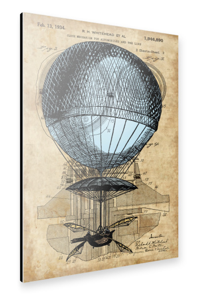 Alu-Dibond "Vintage Heißluftballon" 30x20 cm artboxONE