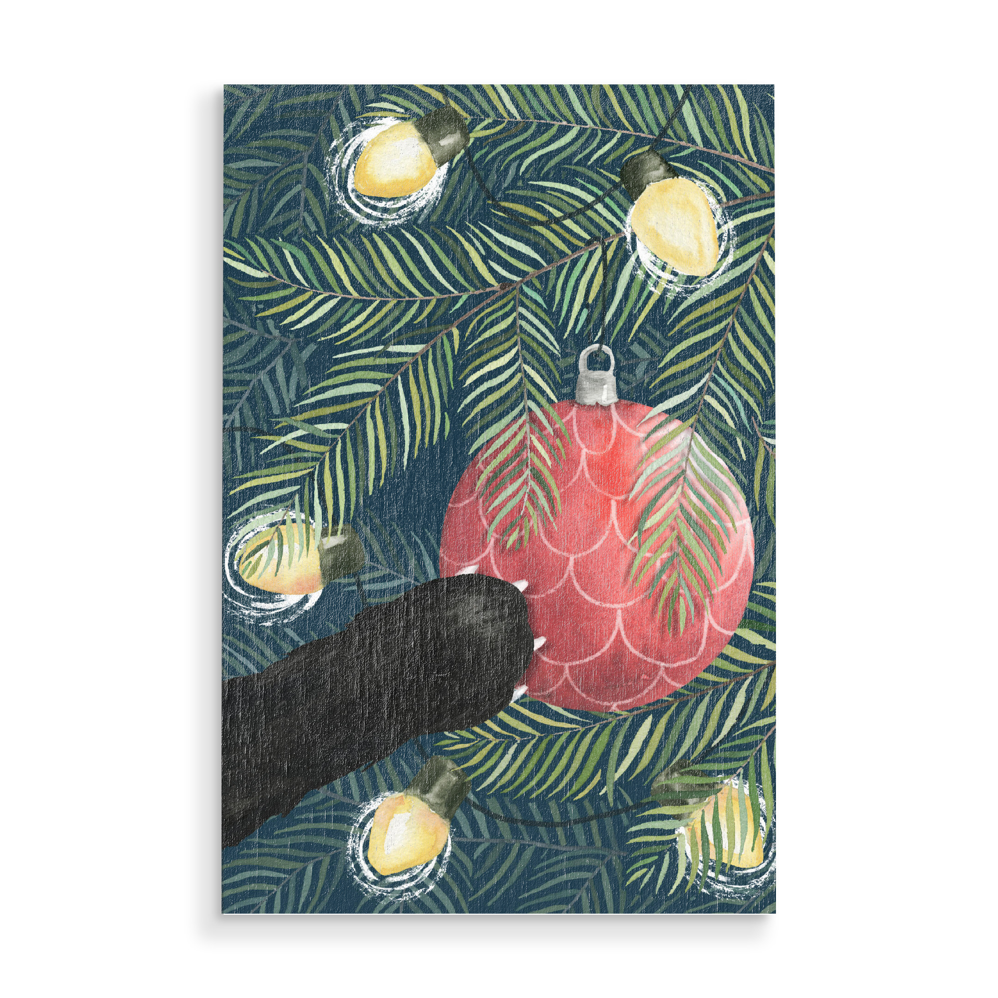 Holzbild "Here Comes Santa Claws" artboxONE - Weihnachten - Cat,Christmas,Tree,Ornament,Holiday,Pinecone,Vintage,Funny,Pets,Animal