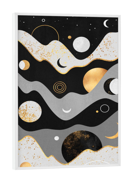 Poster mit weißem Rahmen "Lunar Landscape" artboxONE - Natur,Abstrakt,Galaxy - Lunar,Moon,Moons,Landscape,Graphic,Nature,Hills,Mountains
