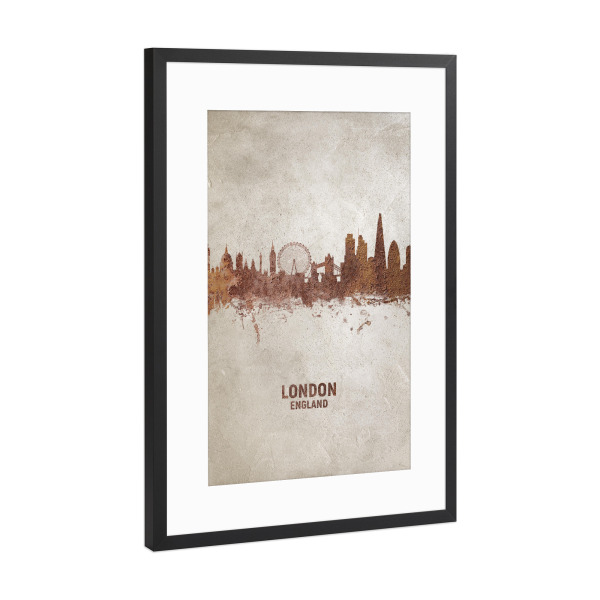 Poster mit Rahmen Schwarz (Metallic) "London England Rusty Skyline" artboxONE - Städte / London - London,London skyline,Rust