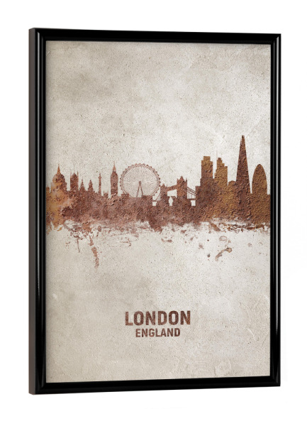Poster mit schwarzem Rahmen "London England Rusty Skyline" artboxONE - Städte / London - London,London skyline,Rust