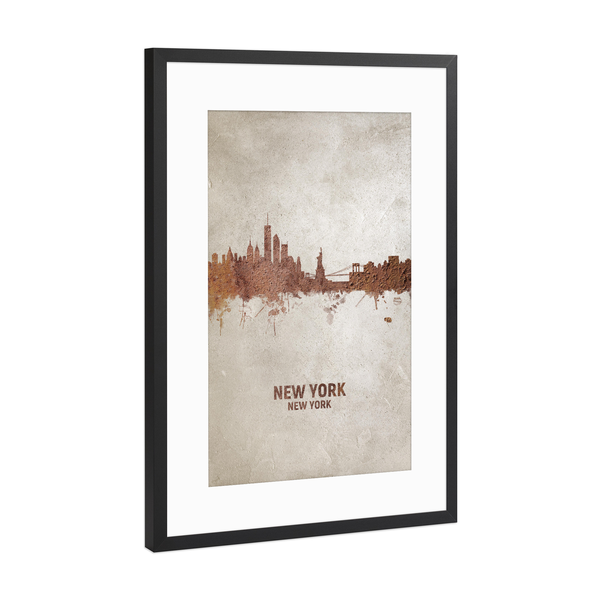 Poster mit Rahmen Schwarz (Metallic) "New York Rusty Skyline" artboxONE - Städte / New York - New york,New york skyline,Rust