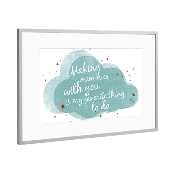 Poster mit Rahmen Silber "Making memories - türkis" artboxONE - Typografie,Für Kinder