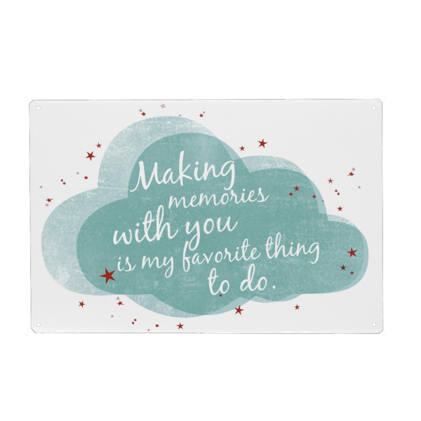 Metall Poster "Making memories - türkis" artboxONE - Typografie,Für Kinder